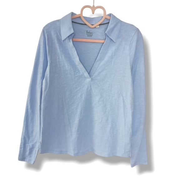 Boden Cotton Long Sleeve Top in Powder Blue Size XS - Picture 2 of 5